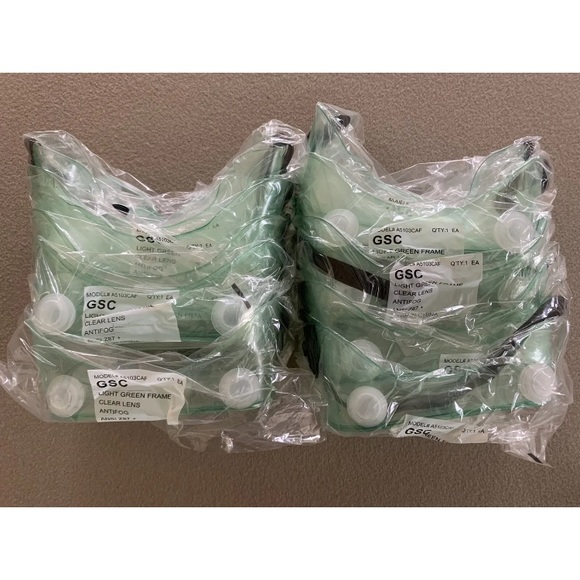 Lot 10 NEW Safety Goggles Over Glasses ANSIZ87 A5103CAF Green Frame Clear Lens - Picture 5 of 7